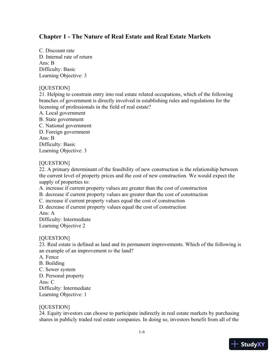 Test Bank For Real Estate Principles: A Value Approach, 4th Edition, page 7