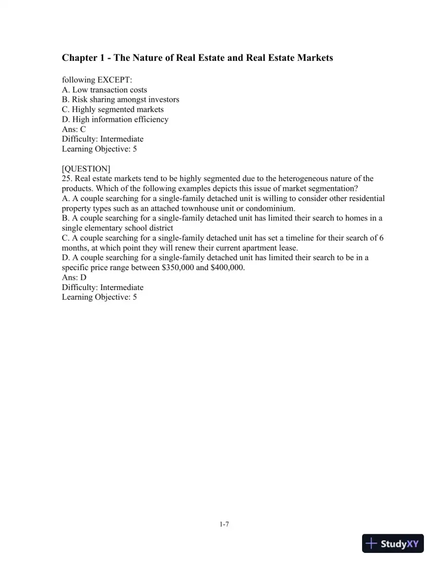 Test Bank For Real Estate Principles: A Value Approach, 4th Edition, page 8