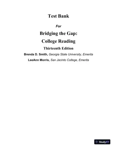Test Bank for Bridging The Gap: College Reading, 13th Edition - Page 1 preview image