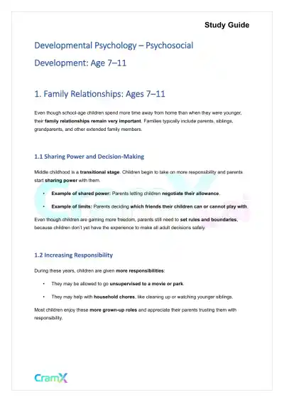Developmental Psychology - Psychosocial Development Age 7–11 - Page 1 preview image