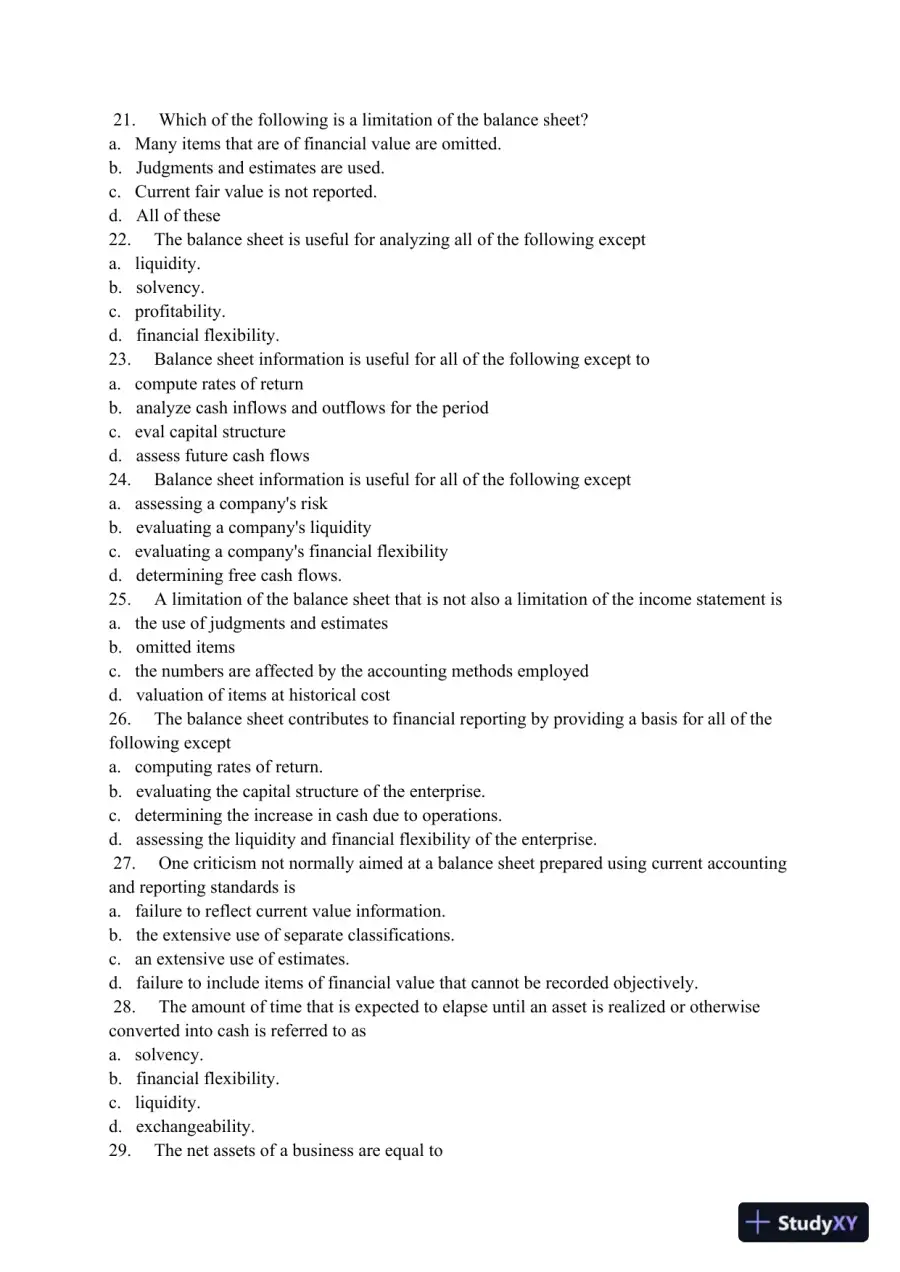 ACC 303 Week 11 Final Exam Review: Financial Reporting Concepts and Balance Sheet Analysis, page 3