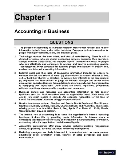 Fundamental Accounting Principles , 24th Edition Solution Manual - Page 1 preview image