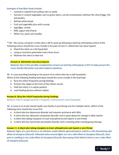 2022-2023 ATI Nursing Diagnosis Comprehensive Exit Exam With Answers (165 Solved Questions) - Page 10 preview image