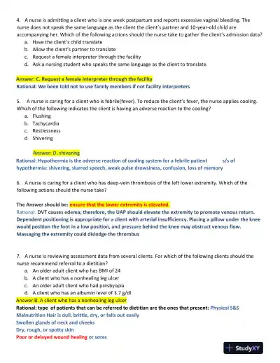2022-2023 ATI Nursing Diagnosis Comprehensive Exit Exam With Answers (165 Solved Questions) - Page 3 preview image