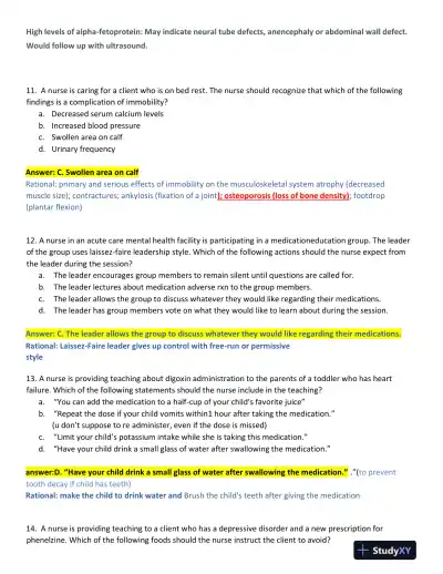 2022-2023 ATI Nursing Diagnosis Comprehensive Exit Exam With Answers (165 Solved Questions) - Page 5 preview image