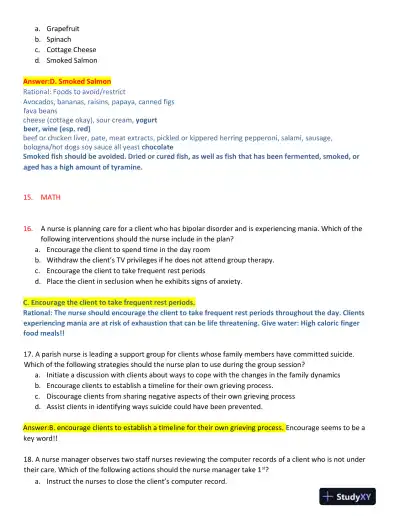 2022-2023 ATI Nursing Diagnosis Comprehensive Exit Exam With Answers (165 Solved Questions) - Page 6 preview image