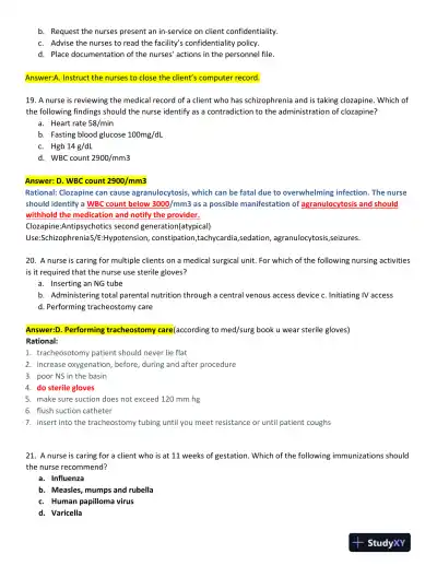 2022-2023 ATI Nursing Diagnosis Comprehensive Exit Exam With Answers (165 Solved Questions) - Page 7 preview image