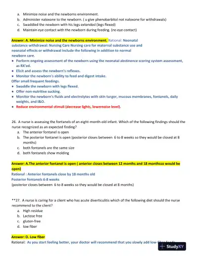 2022-2023 ATI Nursing Diagnosis Comprehensive Exit Exam With Answers (165 Solved Questions) - Page 9 preview image