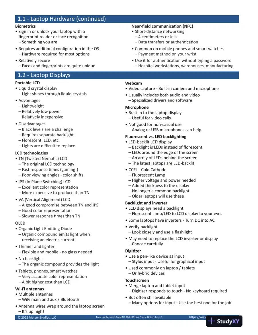 Professor Messer's CompTIA A+ 220-901 and 220-902 Course Notes (2015), page 10