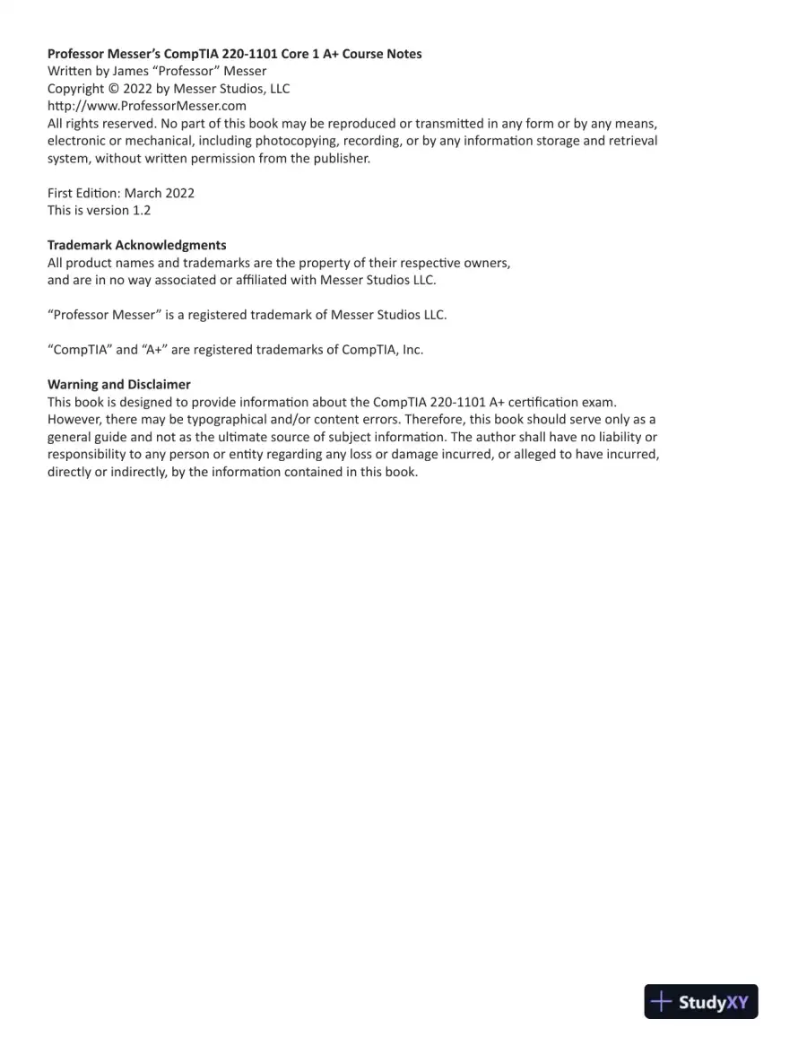Professor Messer's CompTIA A+ 220-901 and 220-902 Course Notes (2015), page 4