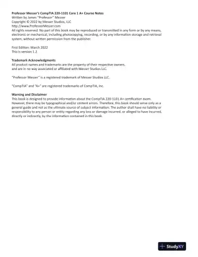 Professor Messer's CompTIA A+ 220-901 and 220-902 Course Notes (2015) - Page 4 preview image