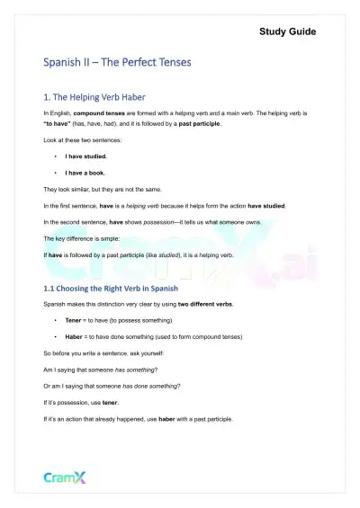 Spanish II - The Perfect Tenses - Page 1 preview image