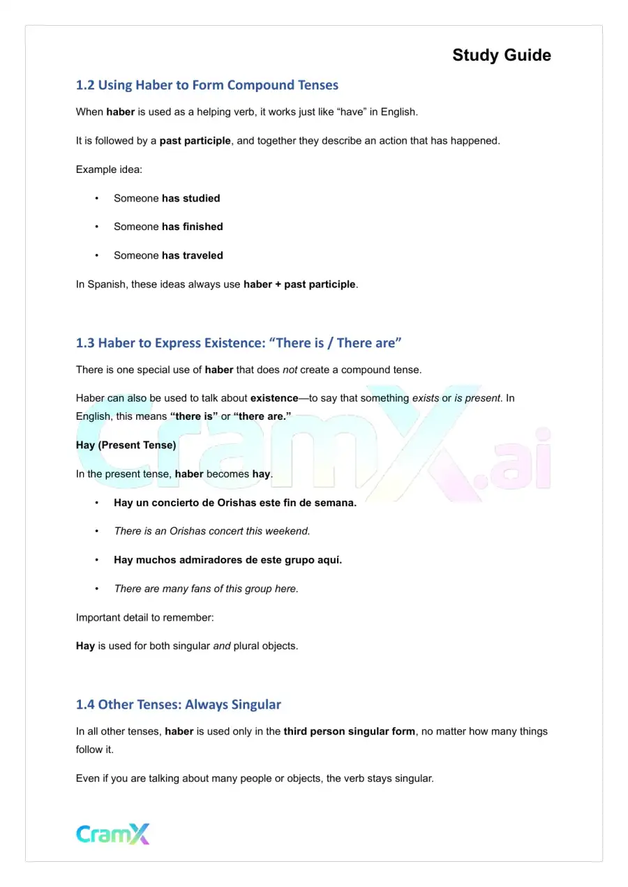 Spanish II - The Perfect Tenses, page 2