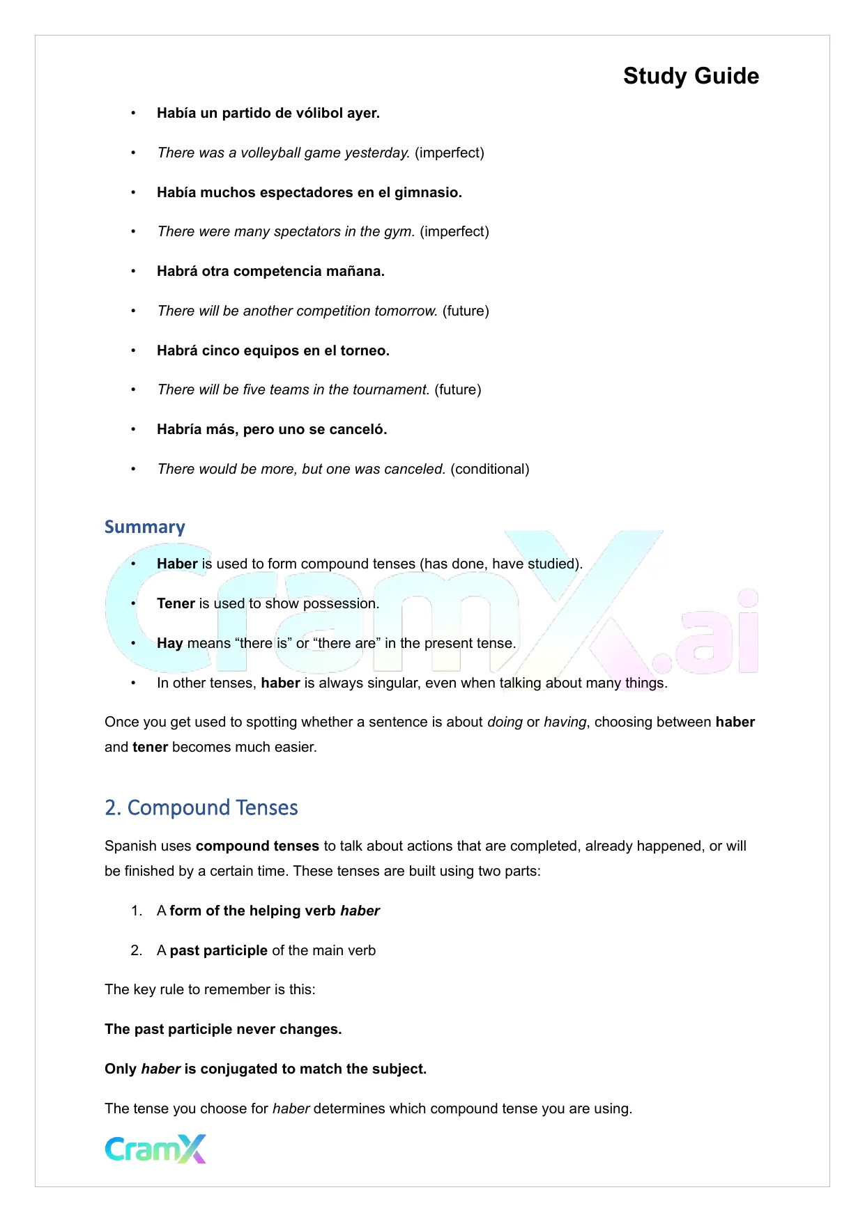 Spanish II - The Perfect Tenses - Page 3 preview image