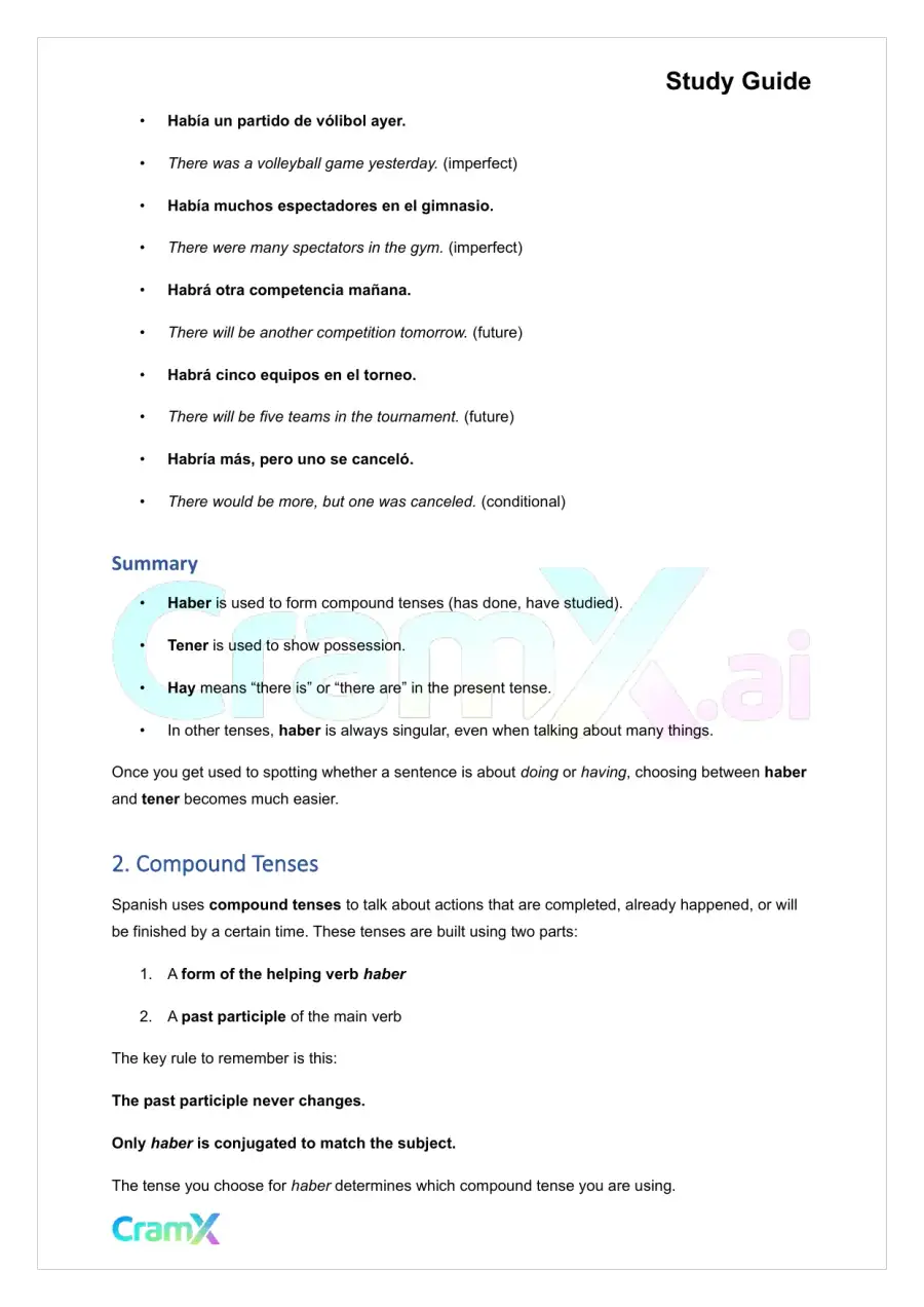 Spanish II - The Perfect Tenses, page 3