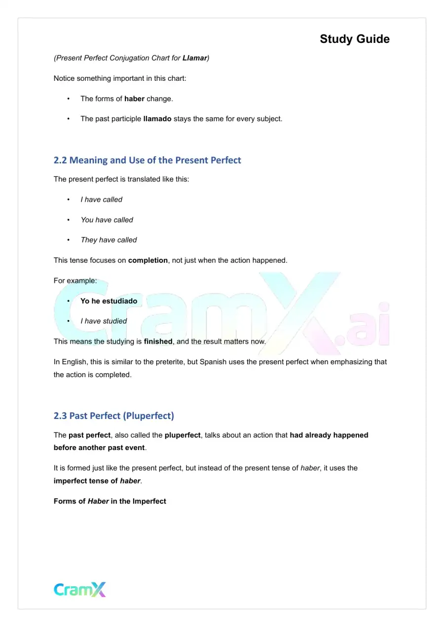 Spanish II - The Perfect Tenses, page 5