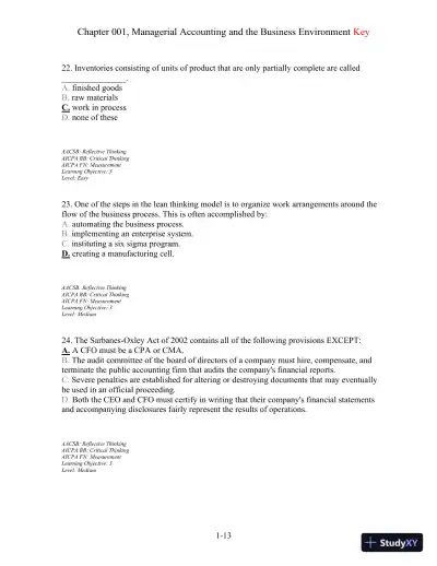Test Bank For Managerial Accounting, 13th Edition - Page 14 preview image