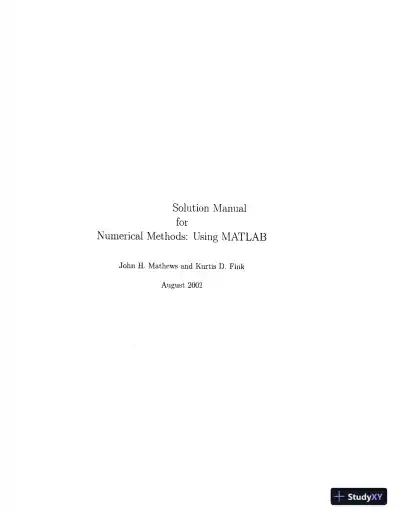 Solution Manual For Numerical Methods Using Matlab, 4th Edition - Page 1 preview image