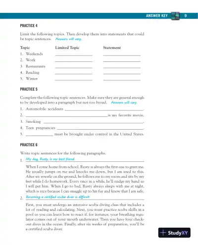 Solution Manual for Mosaics: Reading and Writing Paragraphs, 8th Edition - Page 11 preview image