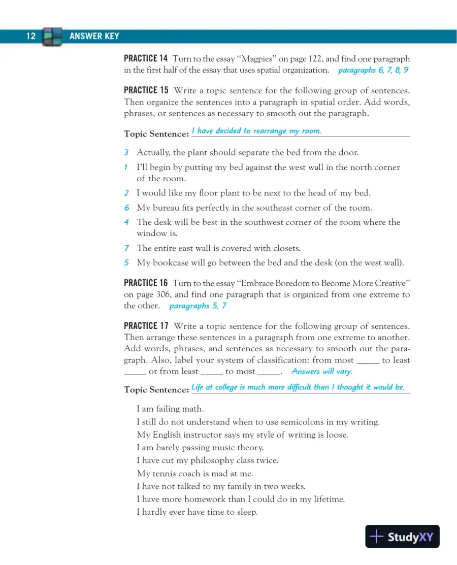 Solution Manual for Mosaics: Reading and Writing Paragraphs, 8th Edition, page 14
