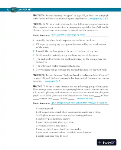 Solution Manual for Mosaics: Reading and Writing Paragraphs, 8th Edition - Page 14 preview image