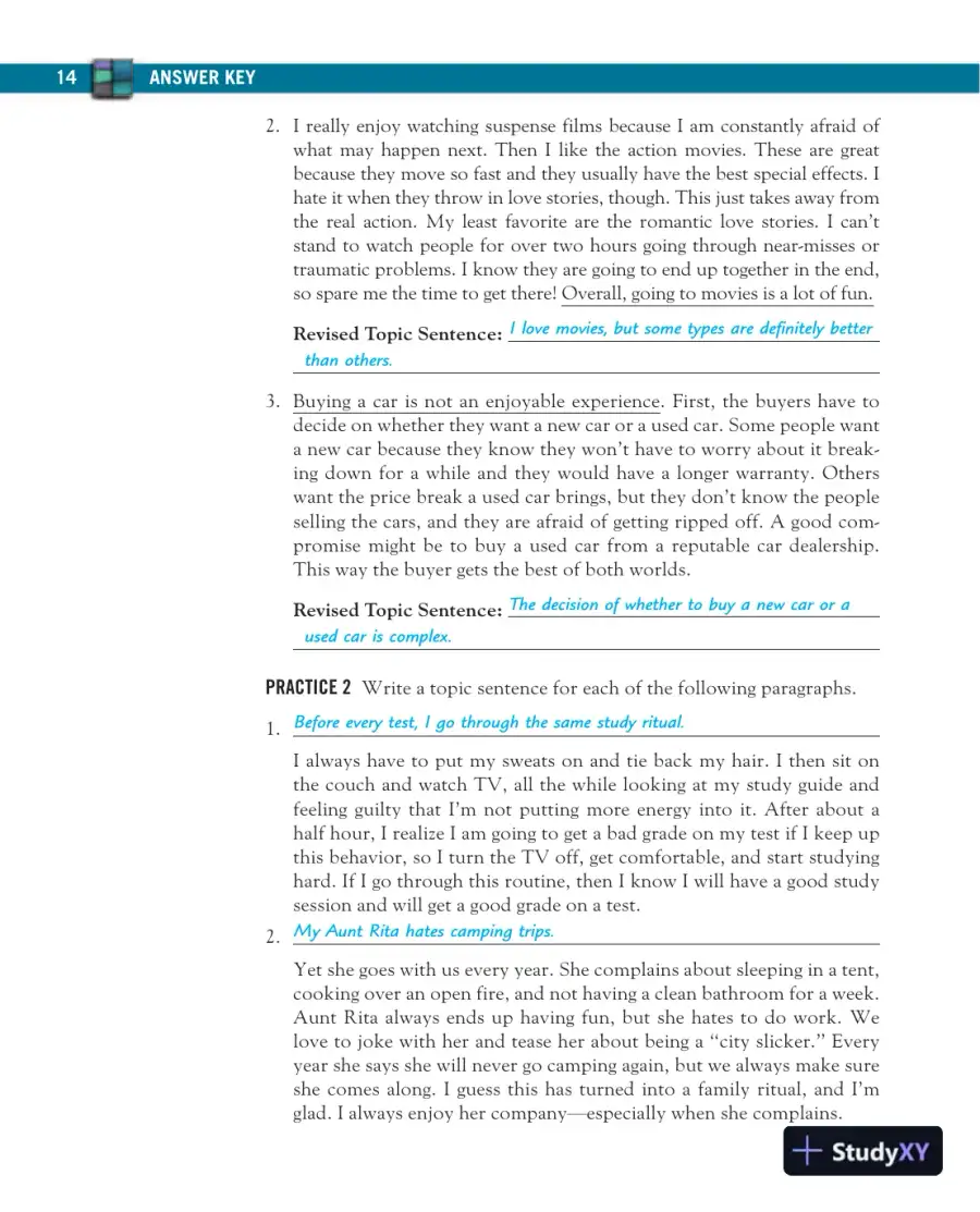 Solution Manual for Mosaics: Reading and Writing Paragraphs, 8th Edition, page 16