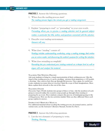 Solution Manual for Mosaics: Reading and Writing Paragraphs, 8th Edition - Page 4 preview image