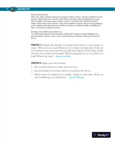 Solution Manual for Mosaics: Reading and Writing Paragraphs, 8th Edition - Page 6 preview image