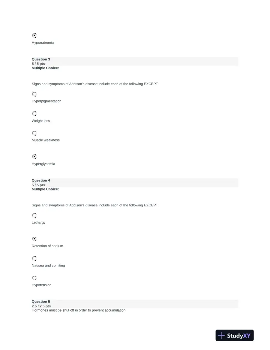 NURS231 Pathophysiology Module 9 Exam With Answers (26 Solved Questions), page 3
