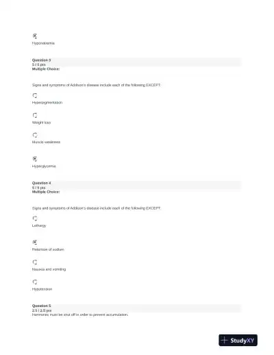 NURS231 Pathophysiology Module 9 Exam With Answers (26 Solved Questions) - Page 3 preview image