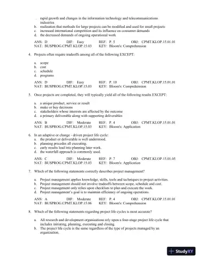 Test Bank For Contemporary Project Management, 3rd Edition - Page 5 preview image