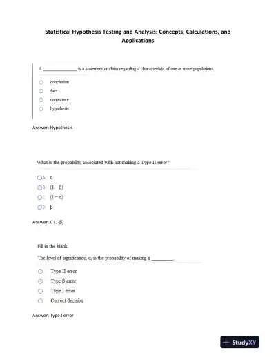 Statistical Hypothesis Testing and Analysis: Concepts, Calculations, and Applications - Page 1 preview image