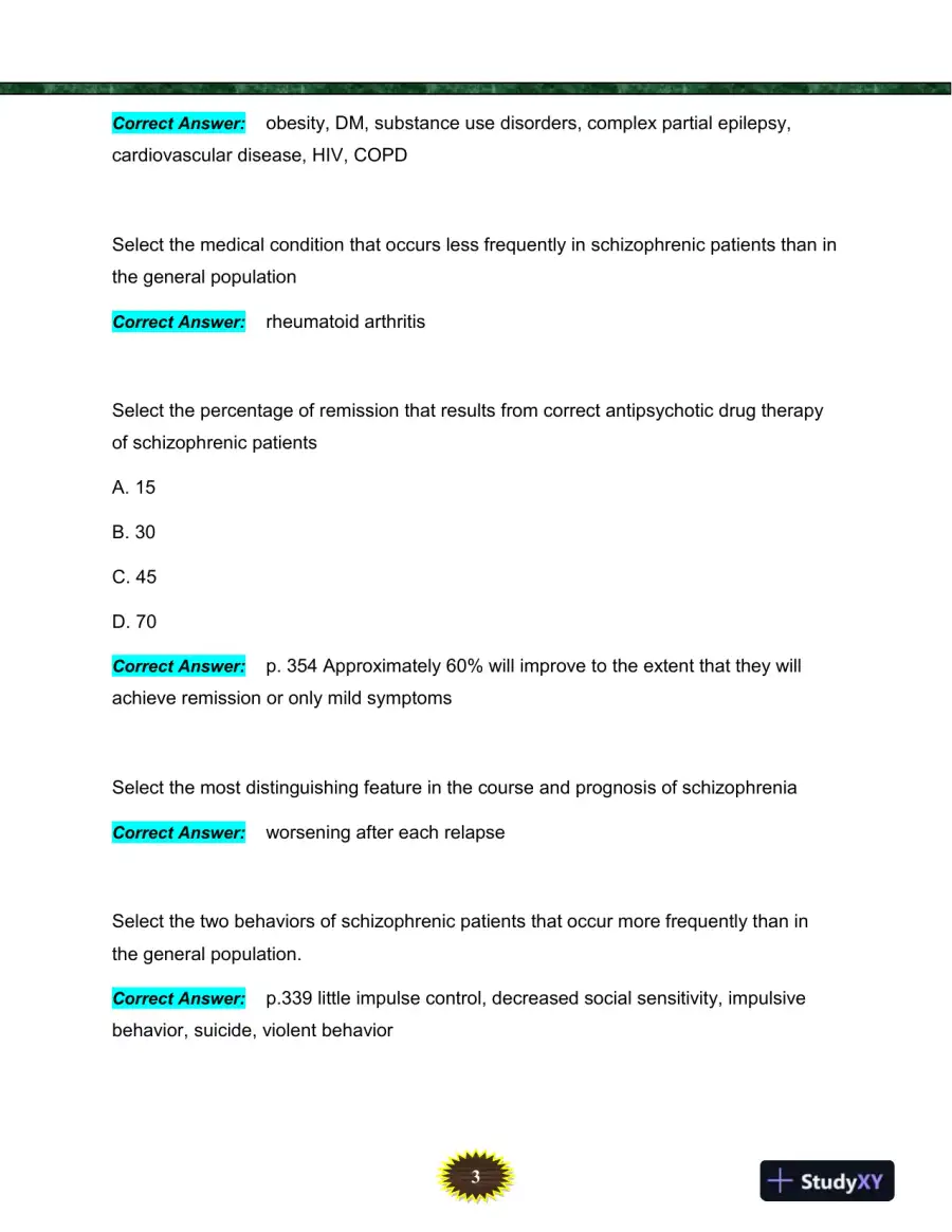 NURS6635 Mental Health Final Exam With Answers (119 Solved Questions), page 4