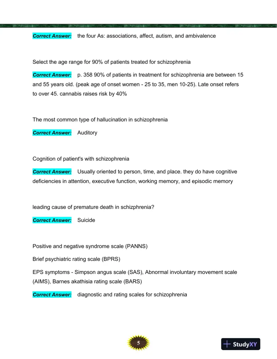 NURS6635 Mental Health Final Exam With Answers (119 Solved Questions), page 6
