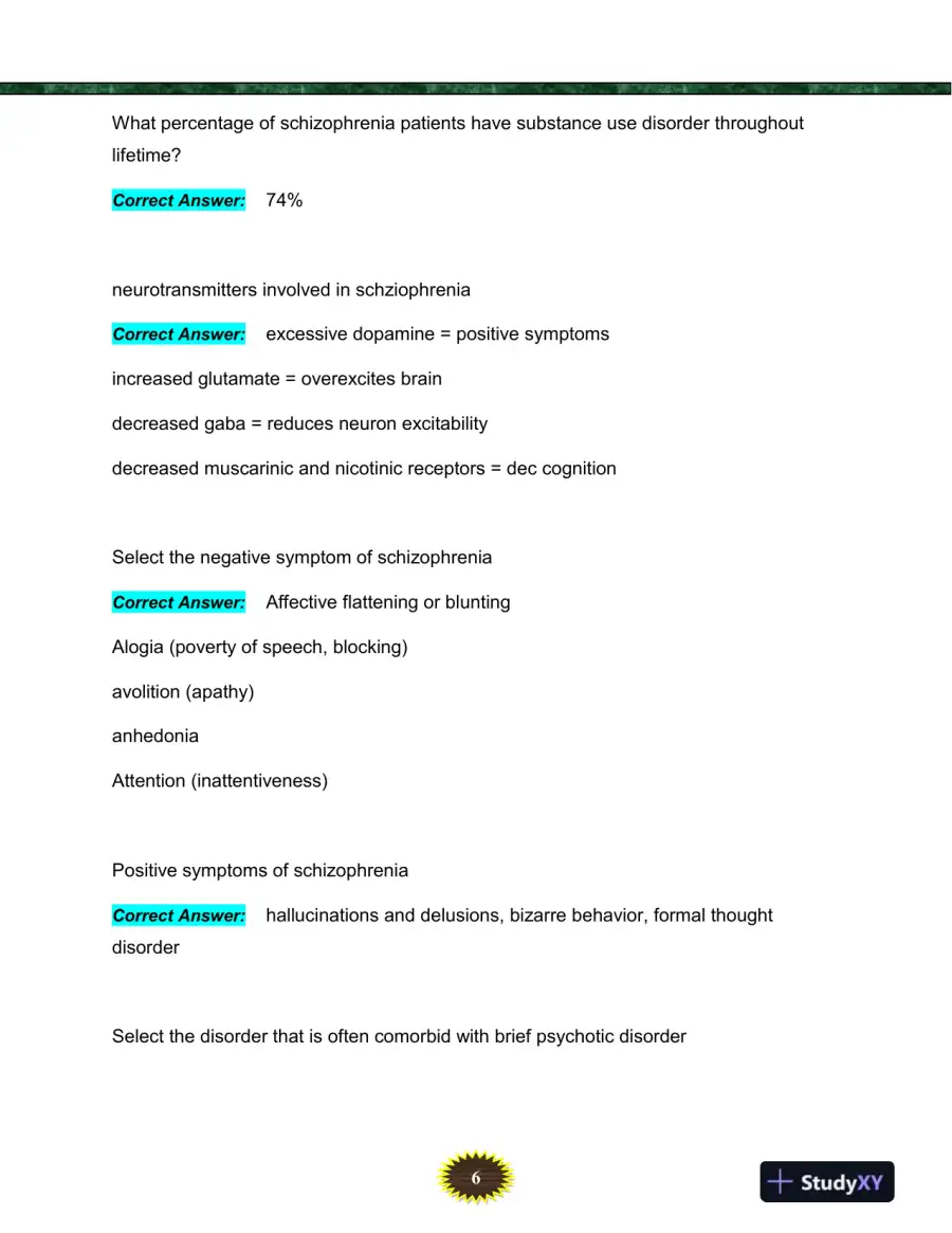 NURS6635 Mental Health Final Exam With Answers (119 Solved Questions), page 7