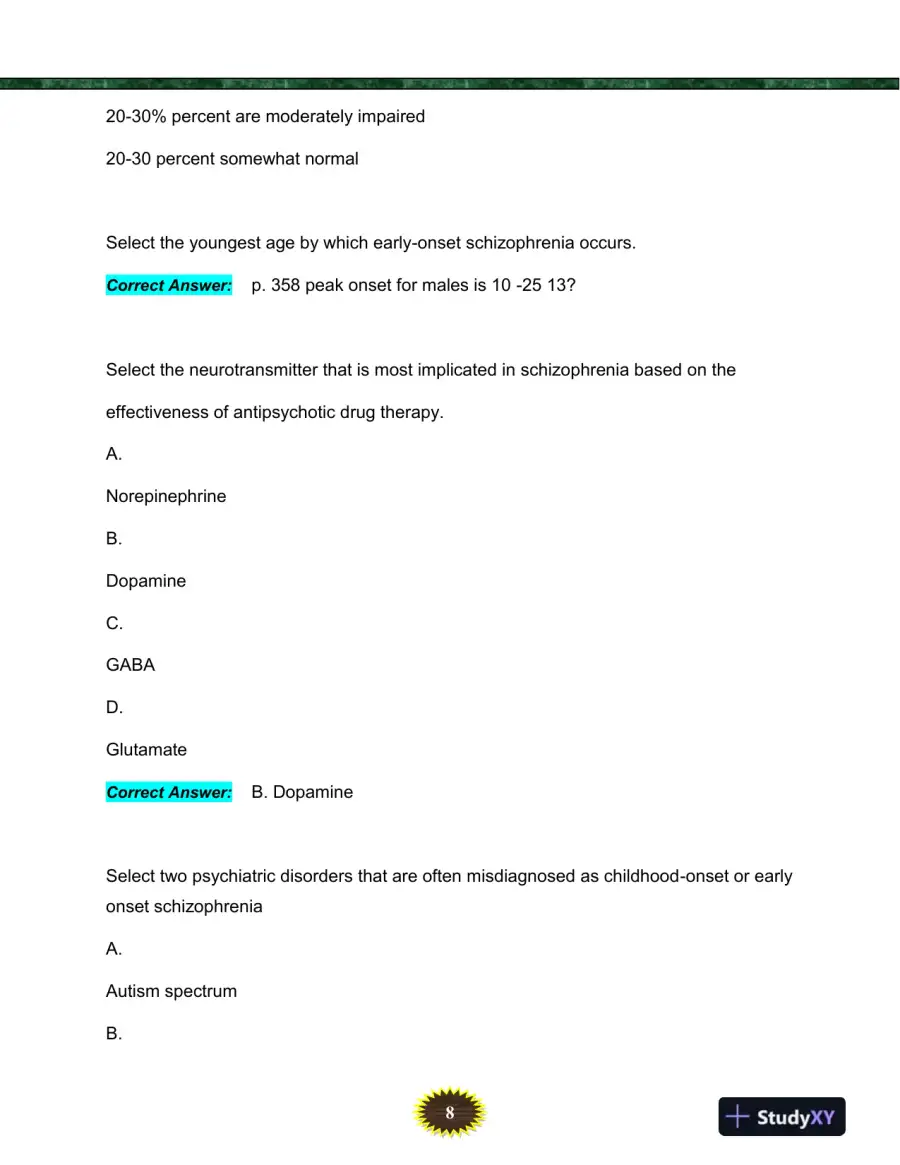 NURS6635 Mental Health Final Exam With Answers (119 Solved Questions), page 9