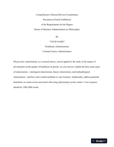 Criminal Justice Administration Comprehensive Doctoral Review Examination - Page 1 preview image