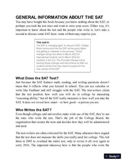 Princeton Review SAT Premium Prep, 2023: 9 Practice Tests + Review and Techniques (2022) - Page 26 preview image