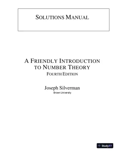 Solution Manual for A Friendly Introduction to Number Theory, 4th Edition - Page 1 preview image