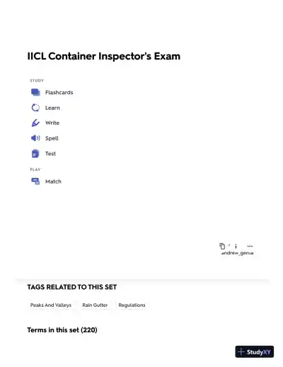 IICL Container Inspector's Pracice Exam with Answers (80 Solved Questions) - Page 1 preview image