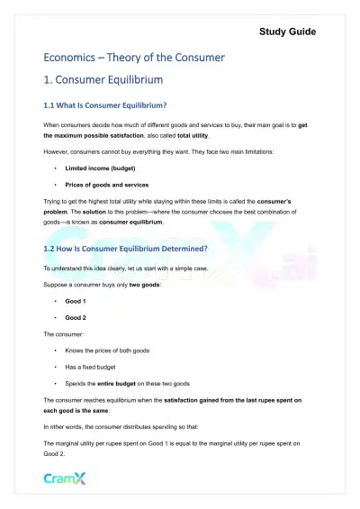 Economics - Theory of the Consumer - Page 1 preview image