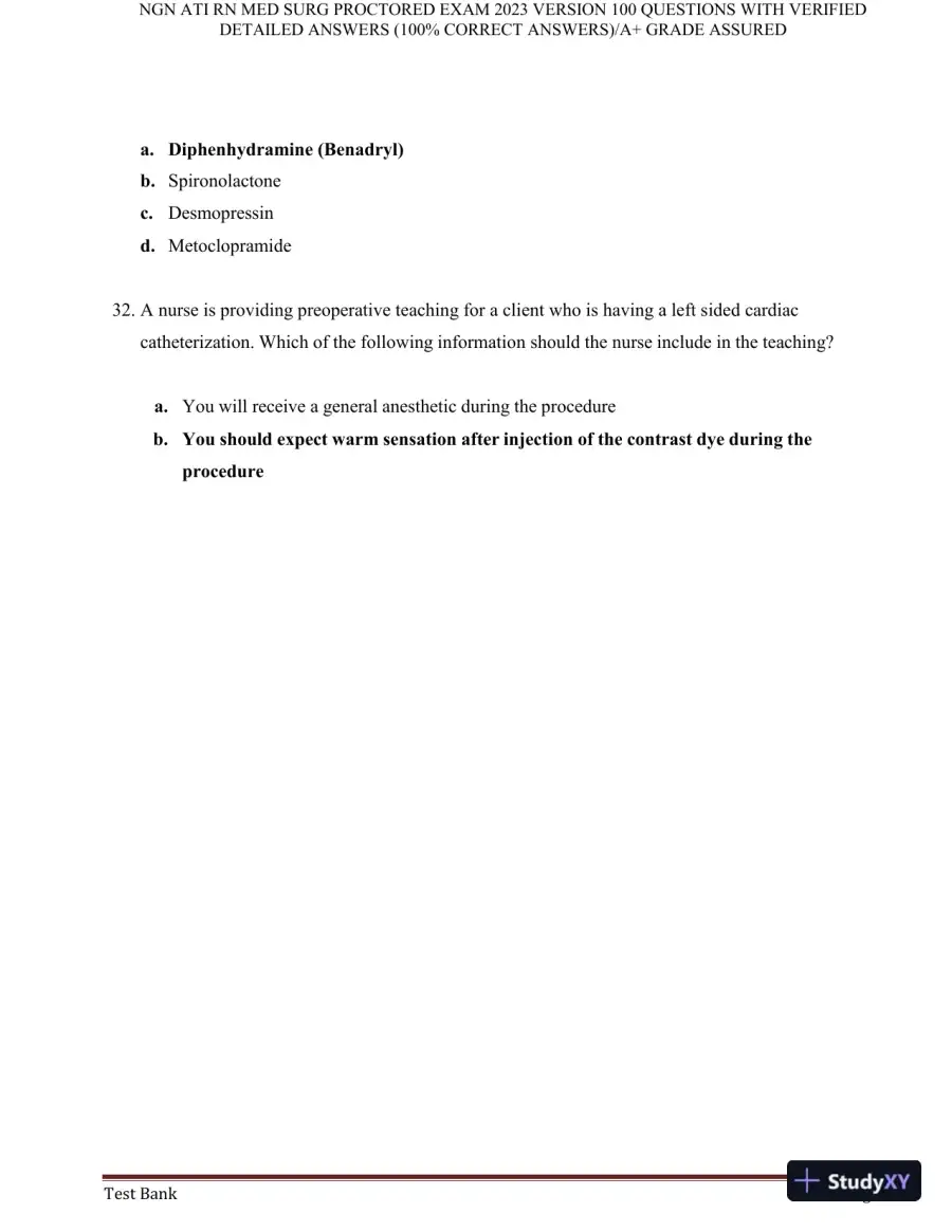 2023 NGN ATI RN Med Surg Proctored Exam with Answers (240 Solved Questions), page 11
