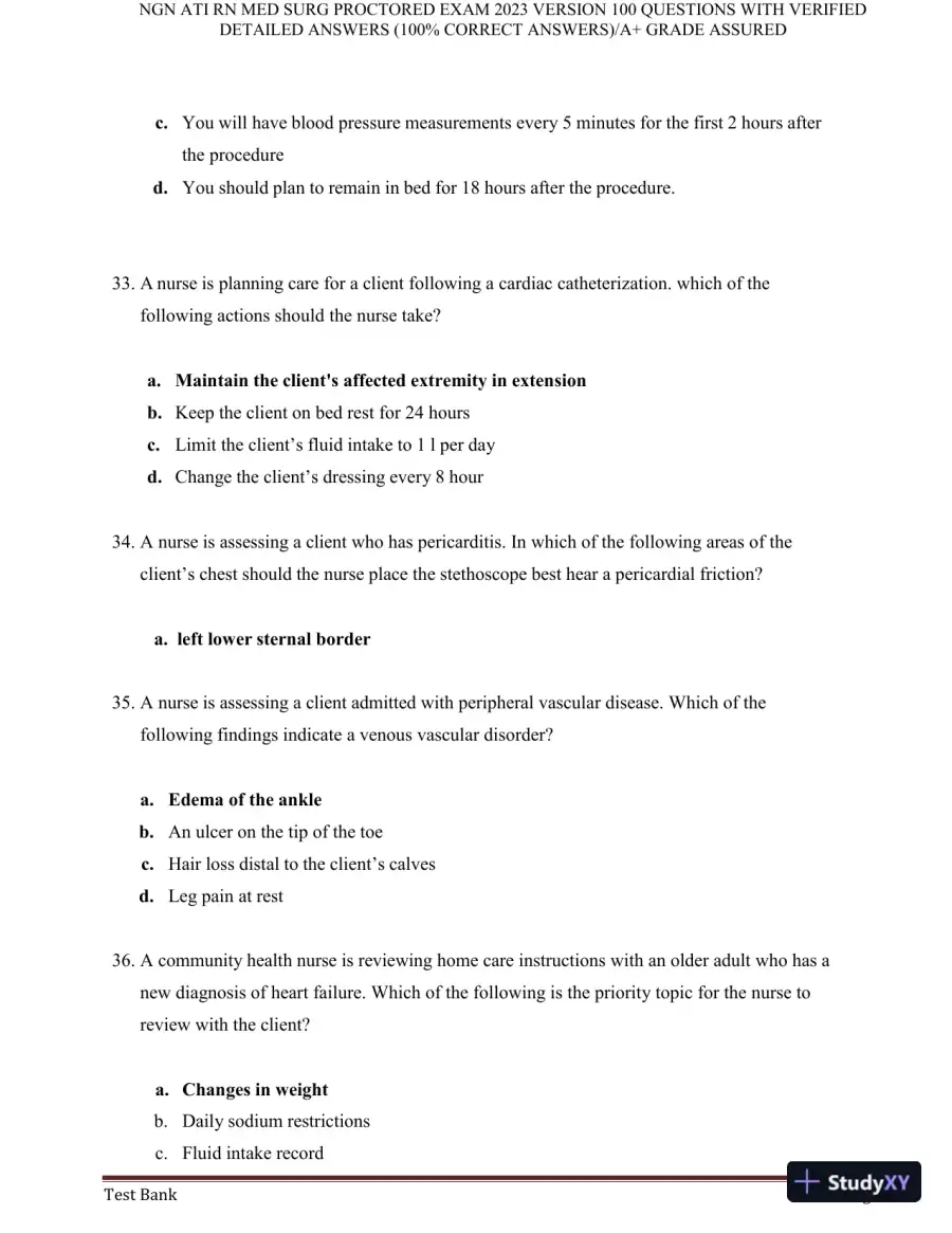 2023 NGN ATI RN Med Surg Proctored Exam with Answers (240 Solved Questions), page 12