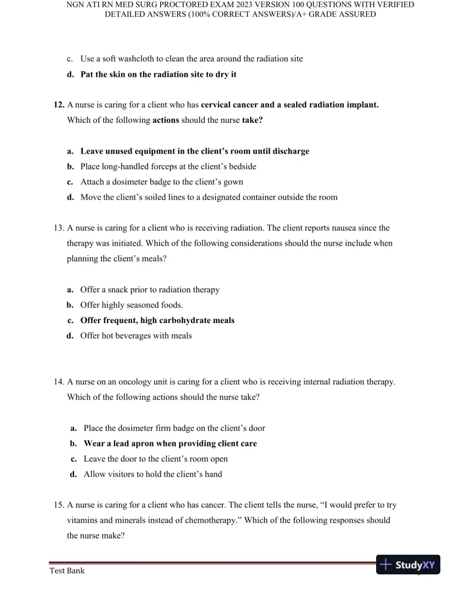 2023 NGN ATI RN Med Surg Proctored Exam with Answers (240 Solved Questions), page 5