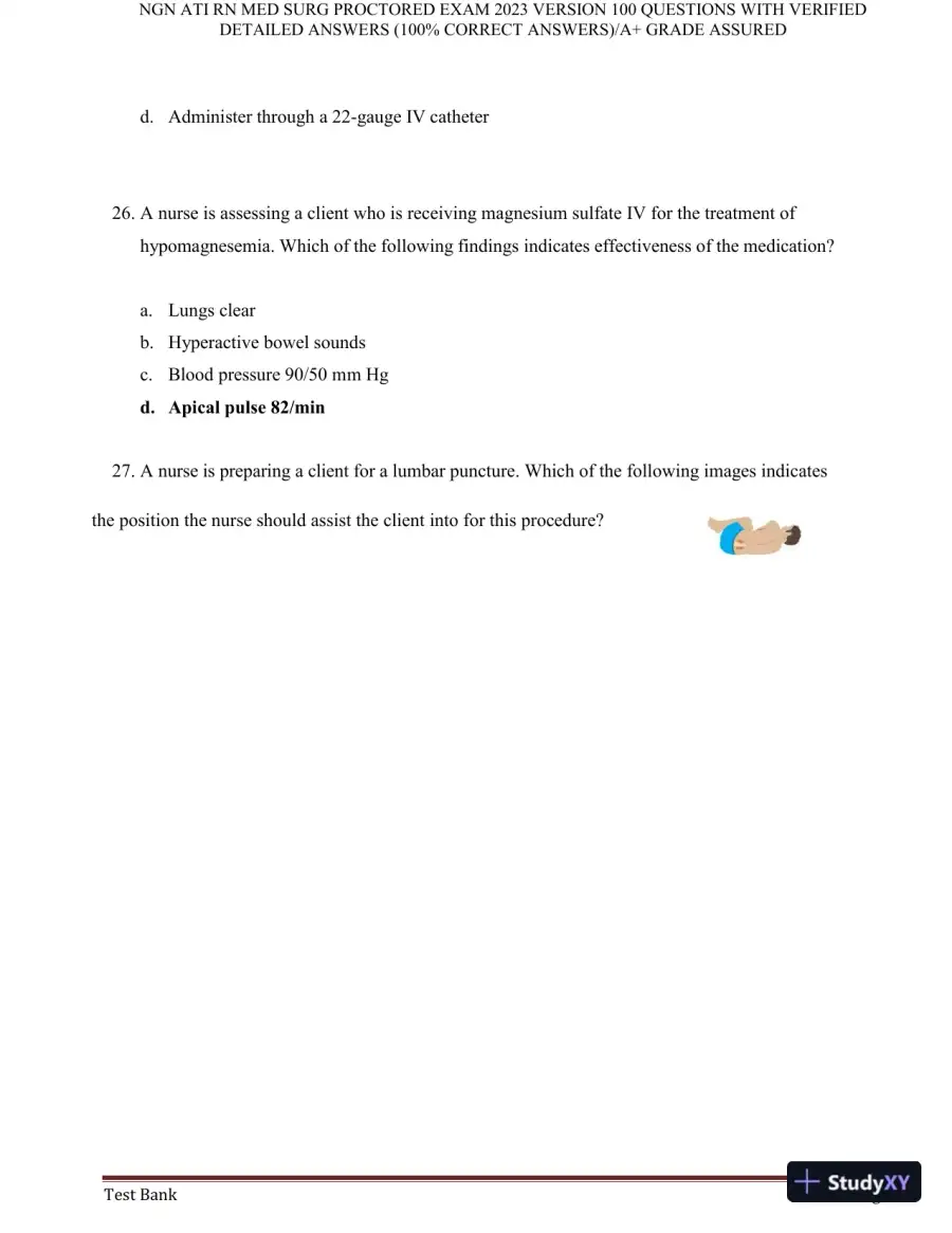 2023 NGN ATI RN Med Surg Proctored Exam with Answers (240 Solved Questions), page 9