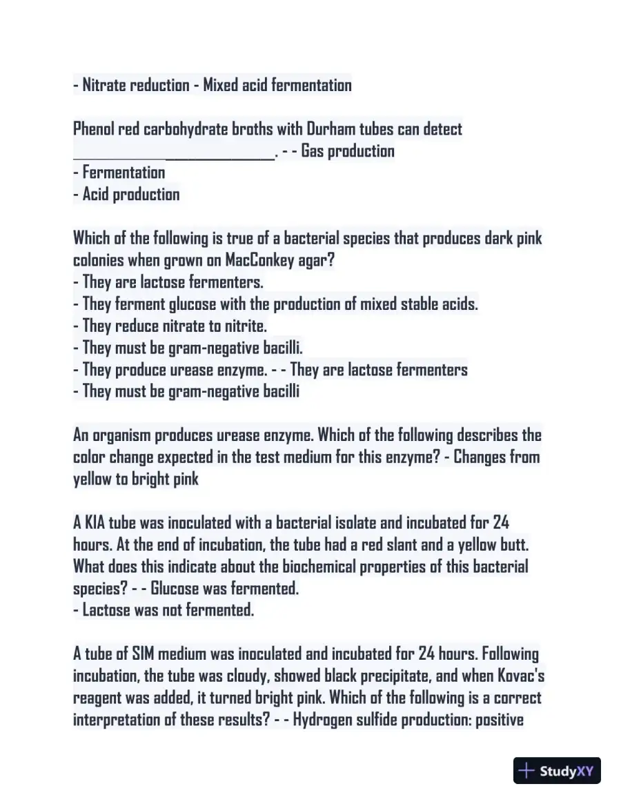 Microbiology Lab Final Study guide with Answers (115 Solved Questions), page 10