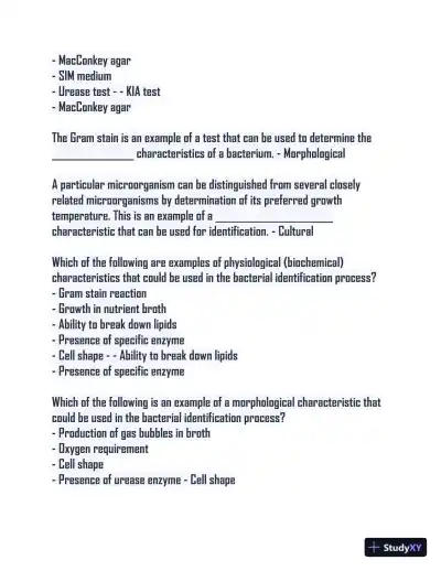 Microbiology Lab Final Study guide with Answers (115 Solved Questions) - Page 4 preview image
