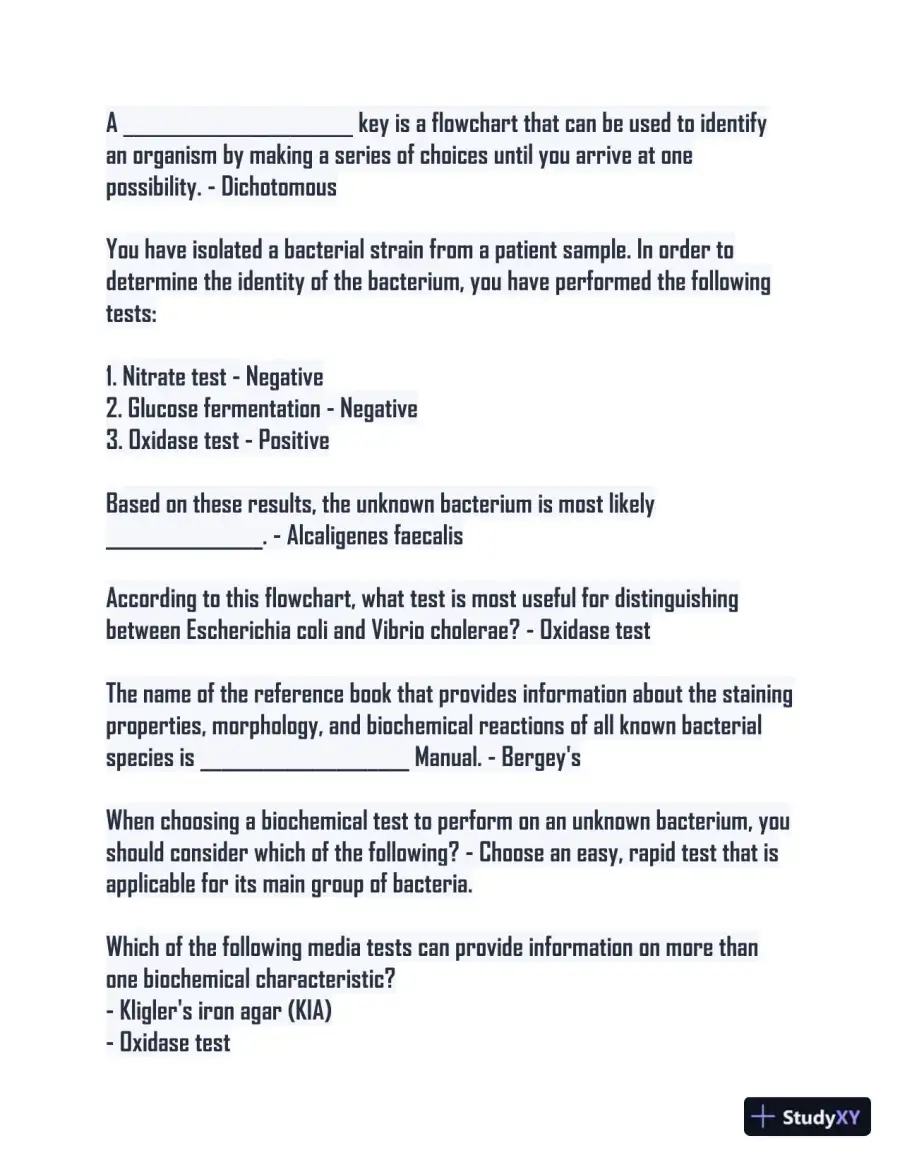 Microbiology Lab Final Study guide with Answers (115 Solved Questions), page 7
