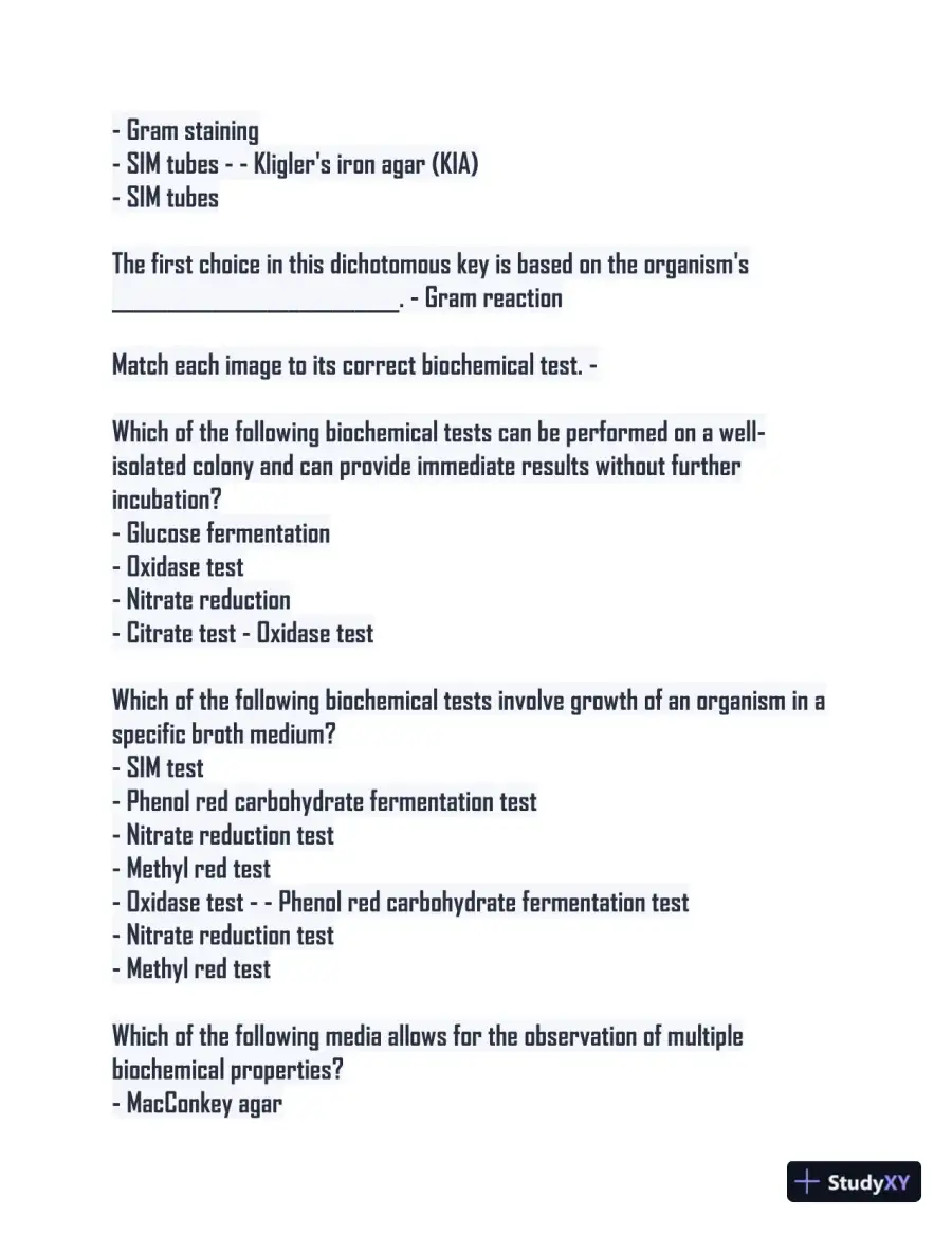 Microbiology Lab Final Study guide with Answers (115 Solved Questions), page 8