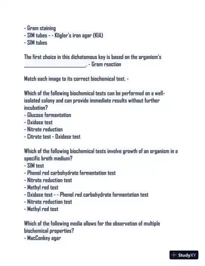 Microbiology Lab Final Study guide with Answers (115 Solved Questions) - Page 8 preview image